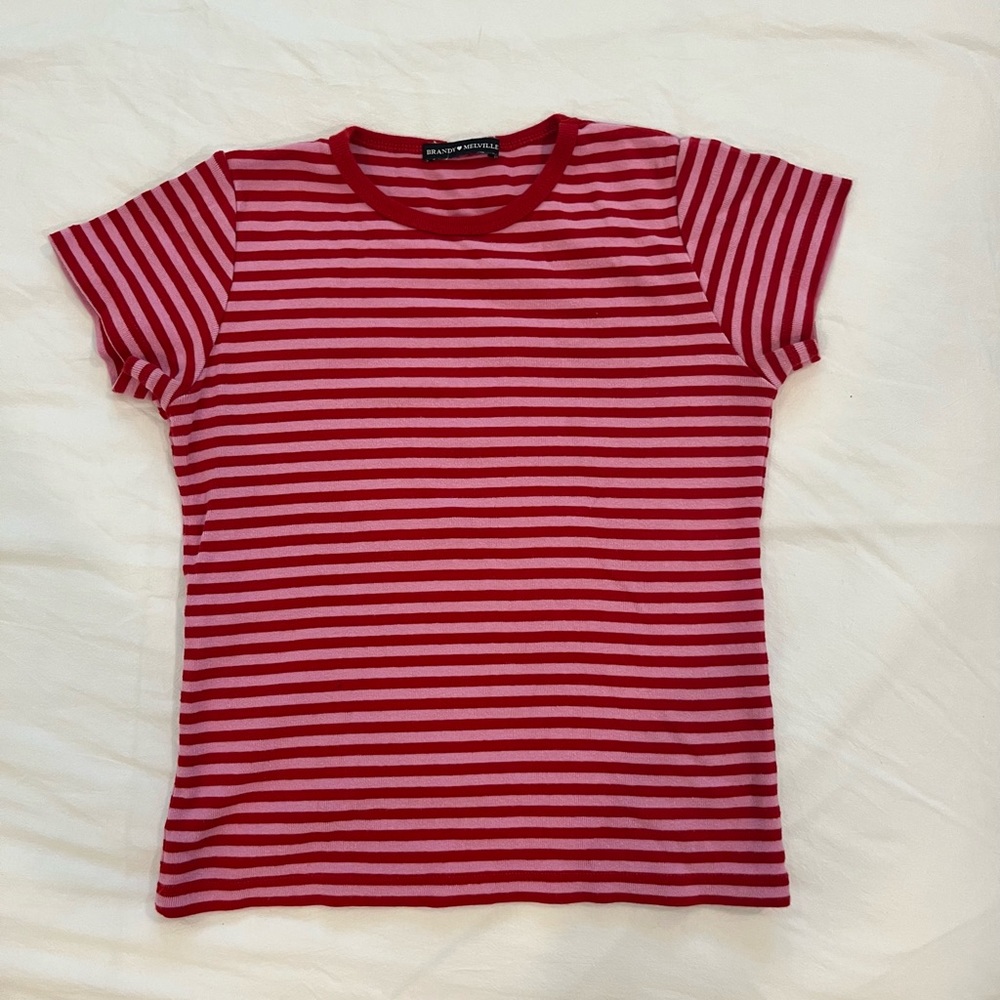BRANDY MELVILLE pink and red striped shirt